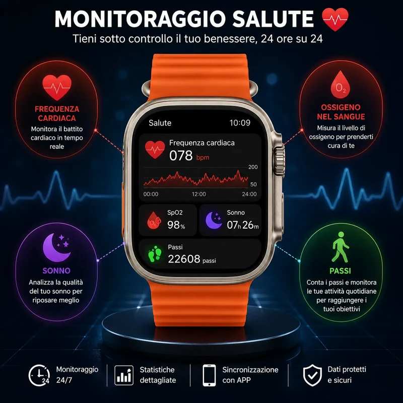 Smartwatch Z66 Ultra - Orologio Intelligente 2,08" HD, Fitness Tracker Impermeabile IP68 con Monitoraggio Cardiaco