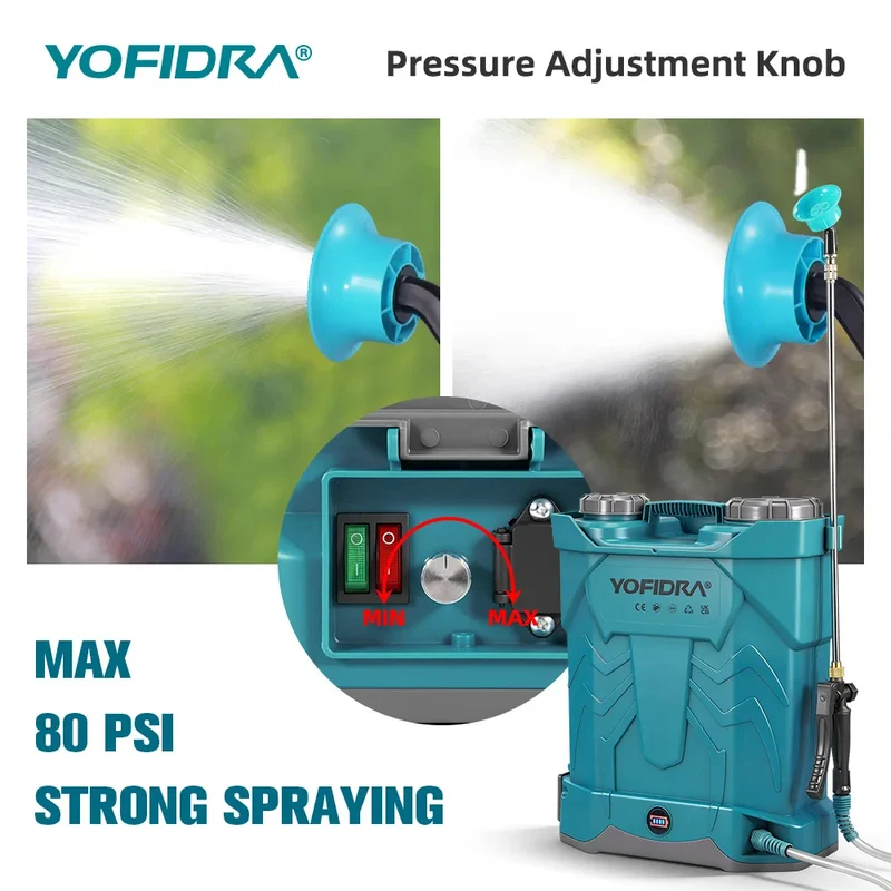 YOFIDRA Spruzzatore a Zaino Senza Fili 20L con 2 Batterie da 21V 3Ah per Irrigazione, Giardinaggio, Pulizia e Disinfezione