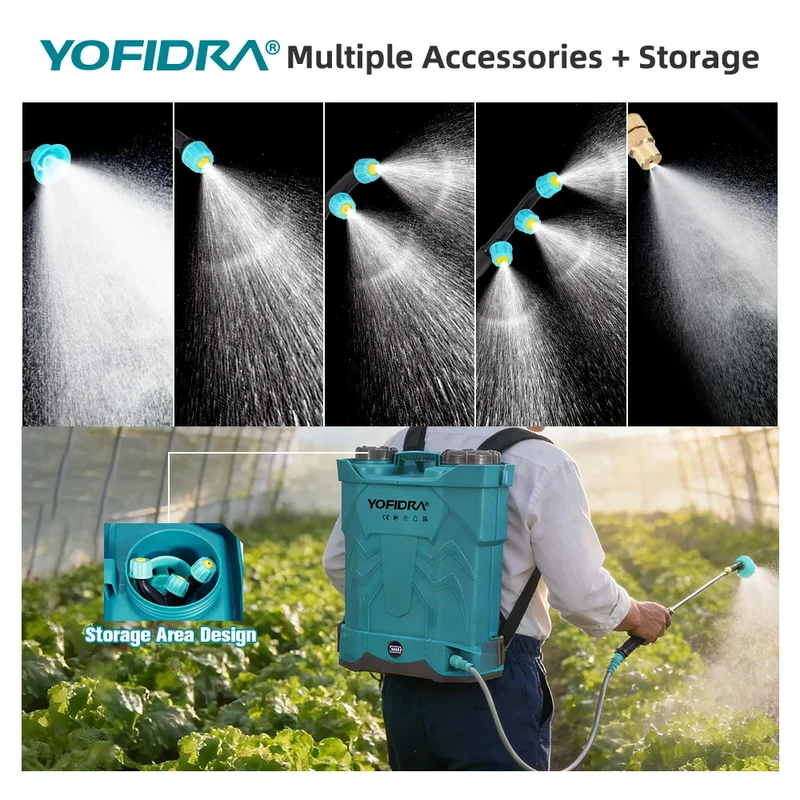YOFIDRA Spruzzatore a Zaino Senza Fili 20L con 2 Batterie da 21V 3Ah per Irrigazione, Giardinaggio, Pulizia e Disinfezione