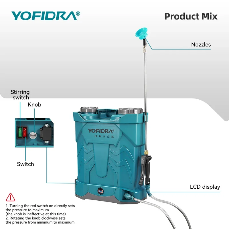 YOFIDRA Spruzzatore a Zaino Senza Fili 20L con 2 Batterie da 21V 3Ah per Irrigazione, Giardinaggio, Pulizia e Disinfezione