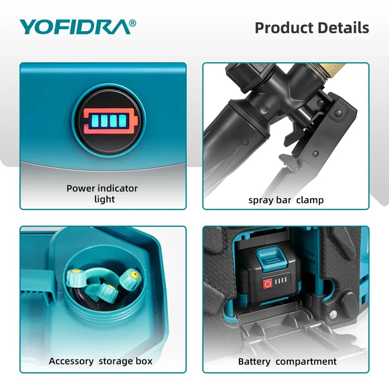 YOFIDRA Spruzzatore a Zaino Senza Fili 20L con 2 Batterie da 21V 3Ah per Irrigazione, Giardinaggio, Pulizia e Disinfezione