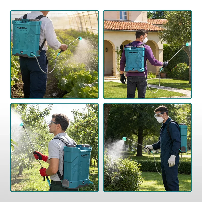 YOFIDRA Spruzzatore a Zaino Senza Fili 20L con 2 Batterie da 21V 3Ah per Irrigazione, Giardinaggio, Pulizia e Disinfezione