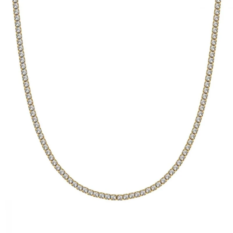 Collana Tennis in Acciaio con Zirconi Silver e Gold