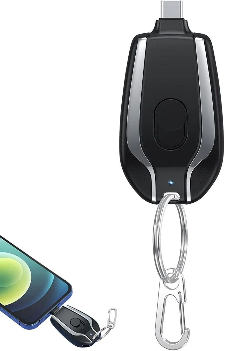Mini powerbank emergenza 1500 mah portachiavi caricabatterie portatile usb-c