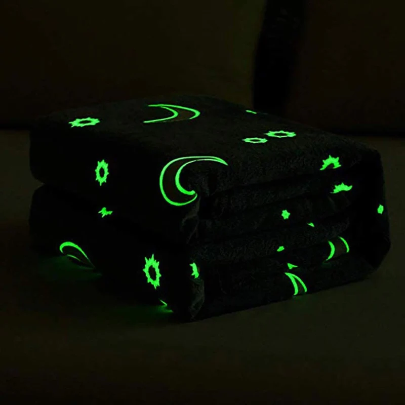 Coperta Magica Fluorescente per bambini plaid in pile con stelle che si illuminano al buio morbida idea regalo grigia