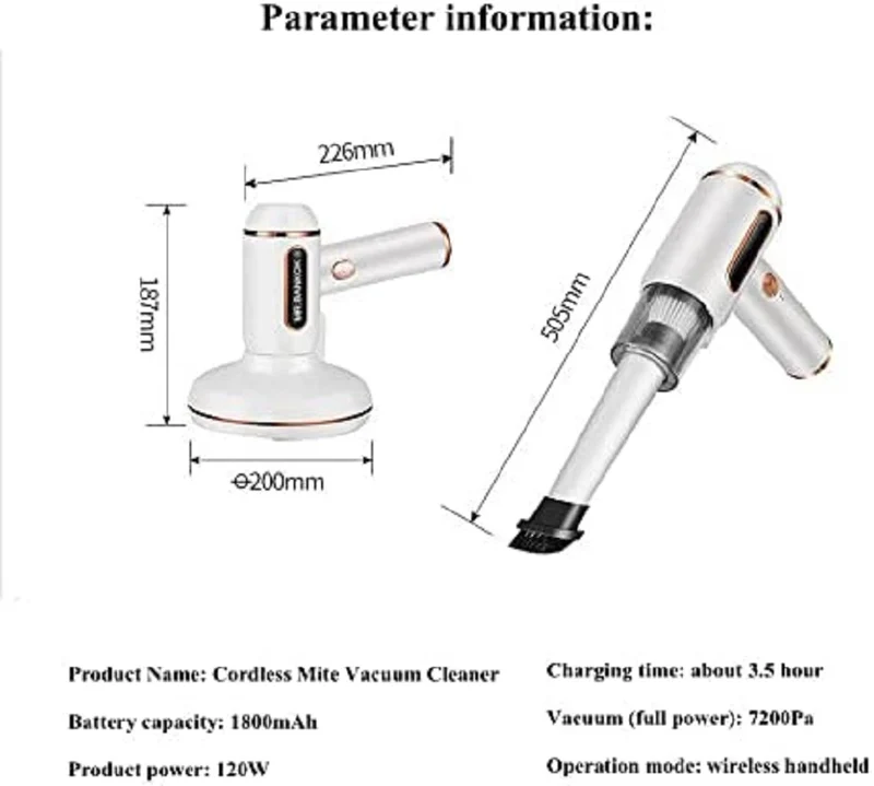 Aspirapolvere antiacaro senza filo aspirapolvere per acari con luce uv-c sterilizzante 120w aspirapolvere per materassi con filtro hepa per materassi cuscini letto coperte divani