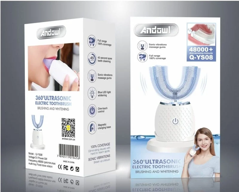 AutoBrush Spazzolino elettrico ad ultrasuoni 360 Wireless Testine Smart 4 Modalità Silicone