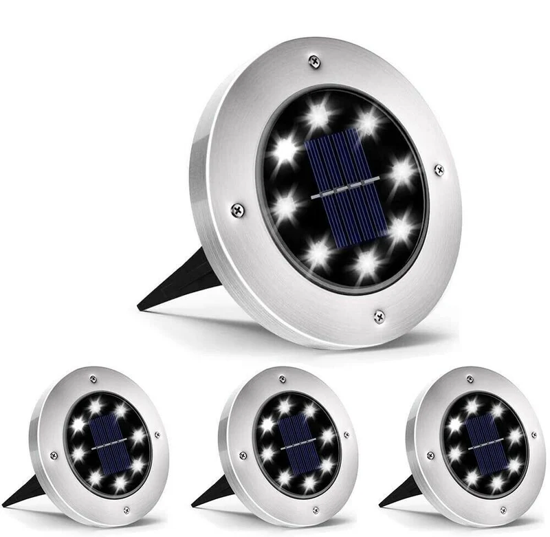 Kit 4 Faretti da Giardino con 8 LED Impermeabili