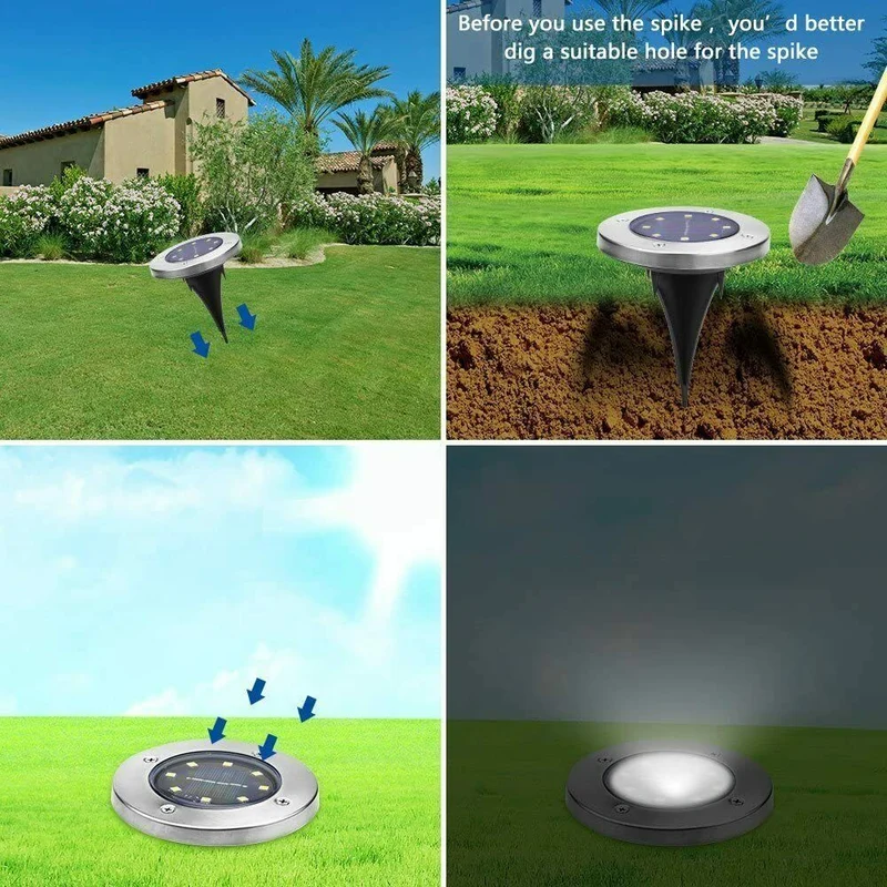 Kit 4 Faretti da Giardino con 8 LED Impermeabili