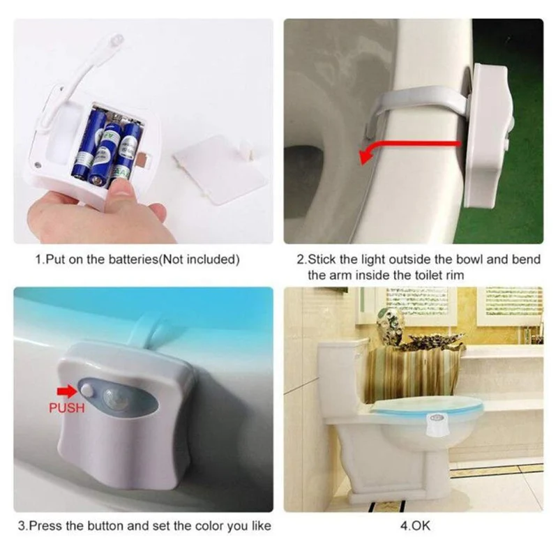 Wc Led Night Light 8 Colori Led variabili Light bowl sensore di movimento
