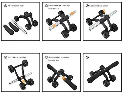 AB Wheel Roller Addominali Fitness Palestra Esercizi 5 in 1