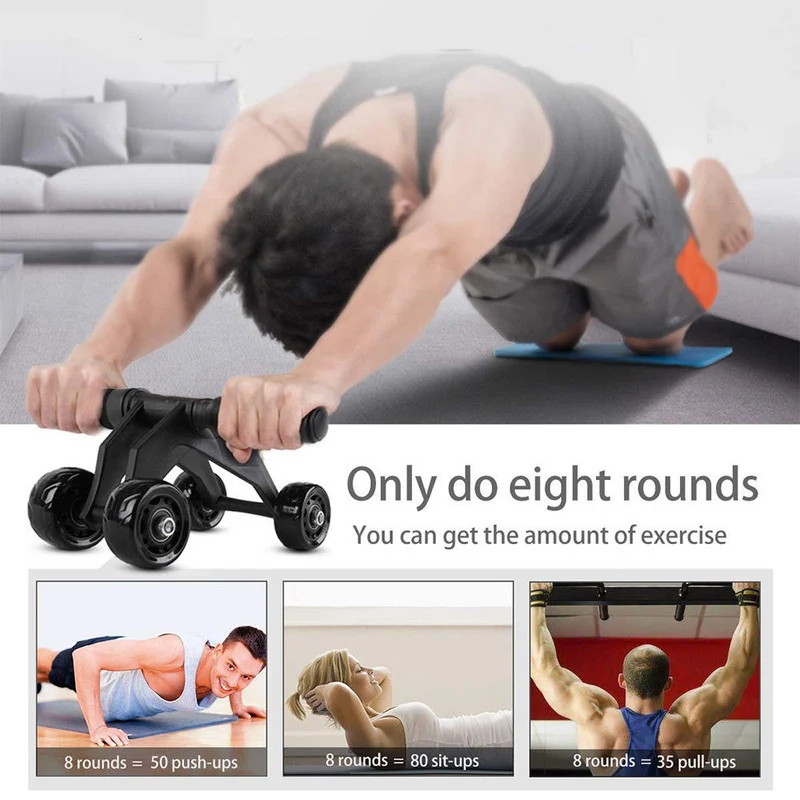 Attrezzo per addominali 4 ruote palestra abdominal wheel con tappetino fitness