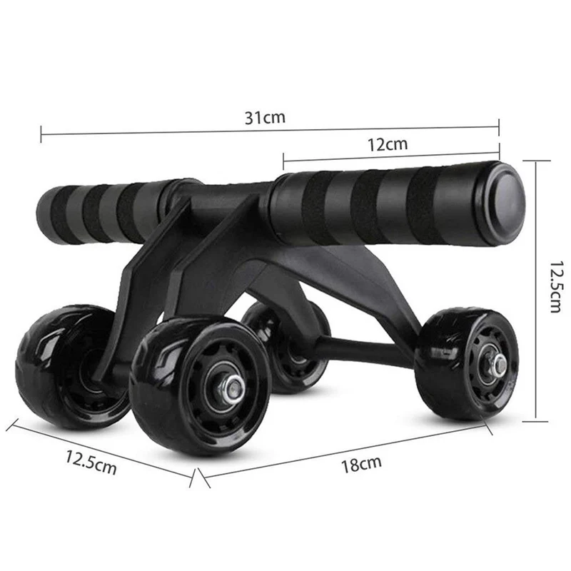 Attrezzo per addominali 4 ruote palestra abdominal wheel con tappetino fitness
