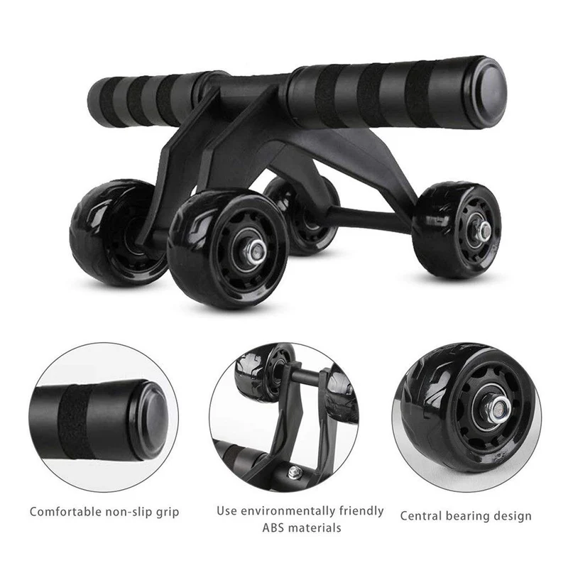 Attrezzo per addominali 4 ruote palestra abdominal wheel con tappetino fitness