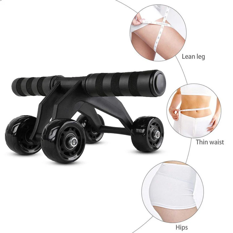 Attrezzo per addominali 4 ruote palestra abdominal wheel con tappetino fitness