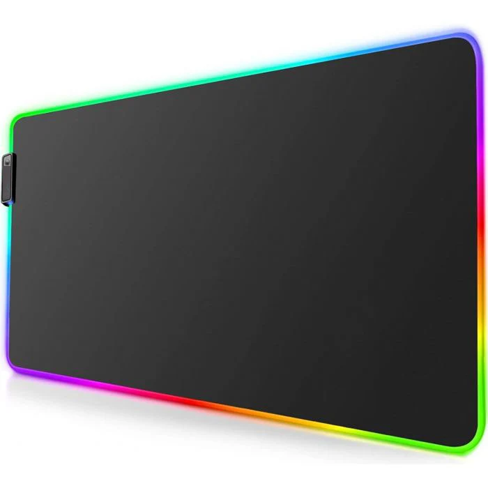 Tappetino per mouse da gioco RGB - T14 Effetti a LED con bordi cuciti resistenti e base in gomma antiscivolo, adatto per MacBook, PC, laptop, scrivania