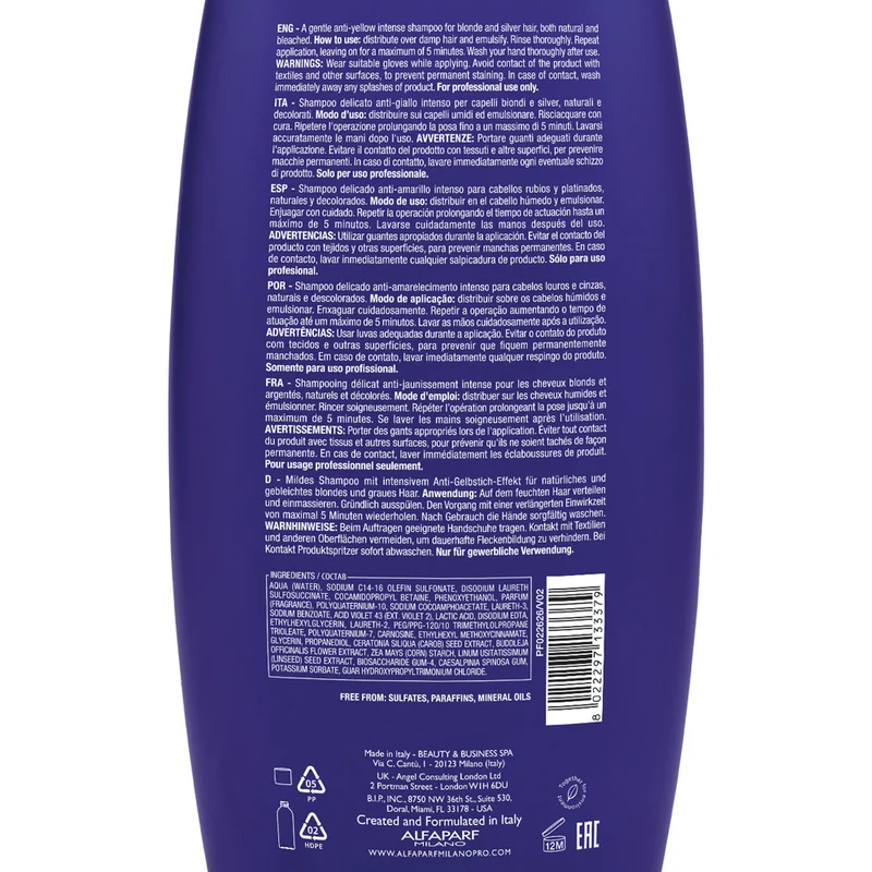 Alfaparf Milano Semi di Lino Blonde Anti Yellow Low Shampoo 1000ml - shampoo delicato anti-giallo