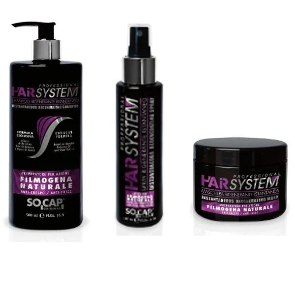 Kit trattamento Ristrutturante Istantaneo per capelli Prodotto professionale. SOCAP HAIR SYSTEM.