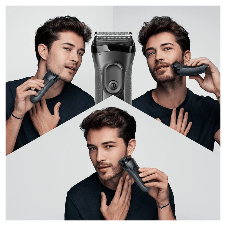 Braun BeardTrimmer Series 3 3000BT Shave&Style Rasoio Da Barba Elettrico Da Uomo, Nero/Grigio