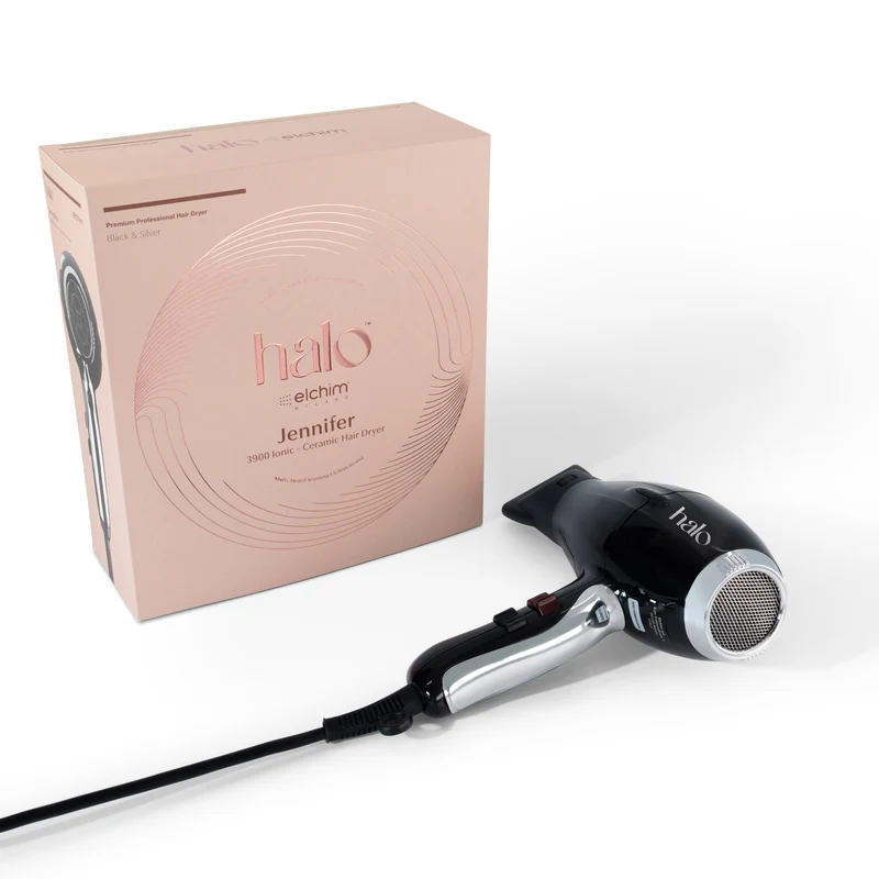 by Elchim Jennifer 3900 Ionic-Ceramic Hair Dryer - Black & Silver
