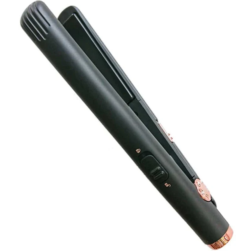 Mini Travel Ceramic Hair Straightener In Black