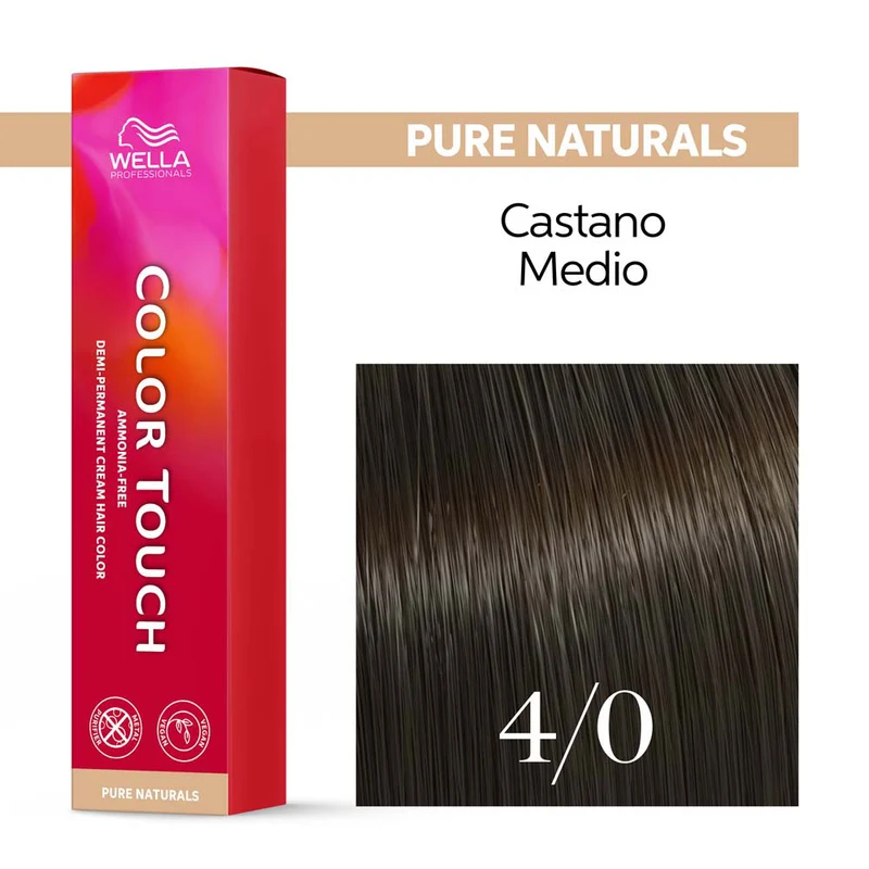 Wella Color Touch Pure Naturals 4/0 Castano Medio 60ml - colore semipermanente senza ammoniaca