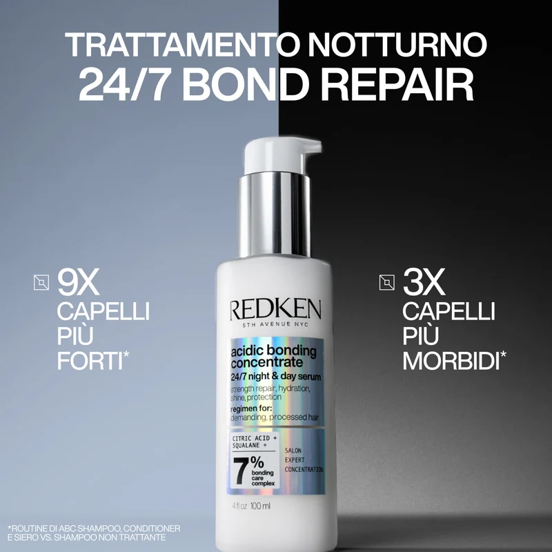 Redken Acidic Bonding Concentrate 24/7 Night & Day Serum 100ml – Siero Riparatore Notte e Giorno