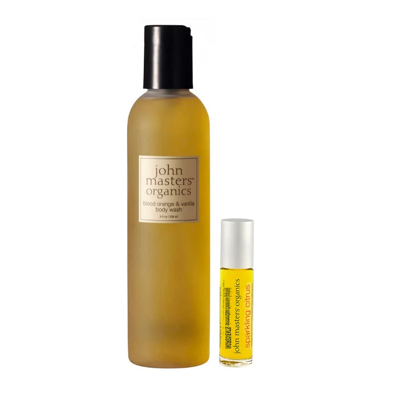 John Masters Organics Blood Orange & Vanilla Body Wash 236ml Sparkling Citrus Roll On Fragrance 9ml