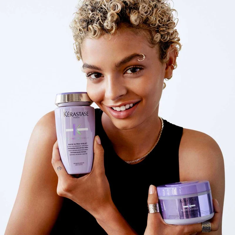 Kerastase Blond Absolu Bain Ultra Violet 250ml - shampoo antigiallo per capelli biondi, grigi, bianchi e platino