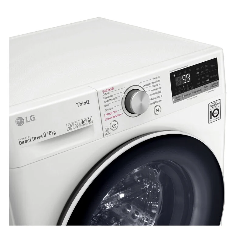 LG F4DV509H0E Lavasciuga Intelligente AIDD 9/6kg Vapore TurboWash 1400 Giri/min Carica frontale Classe E