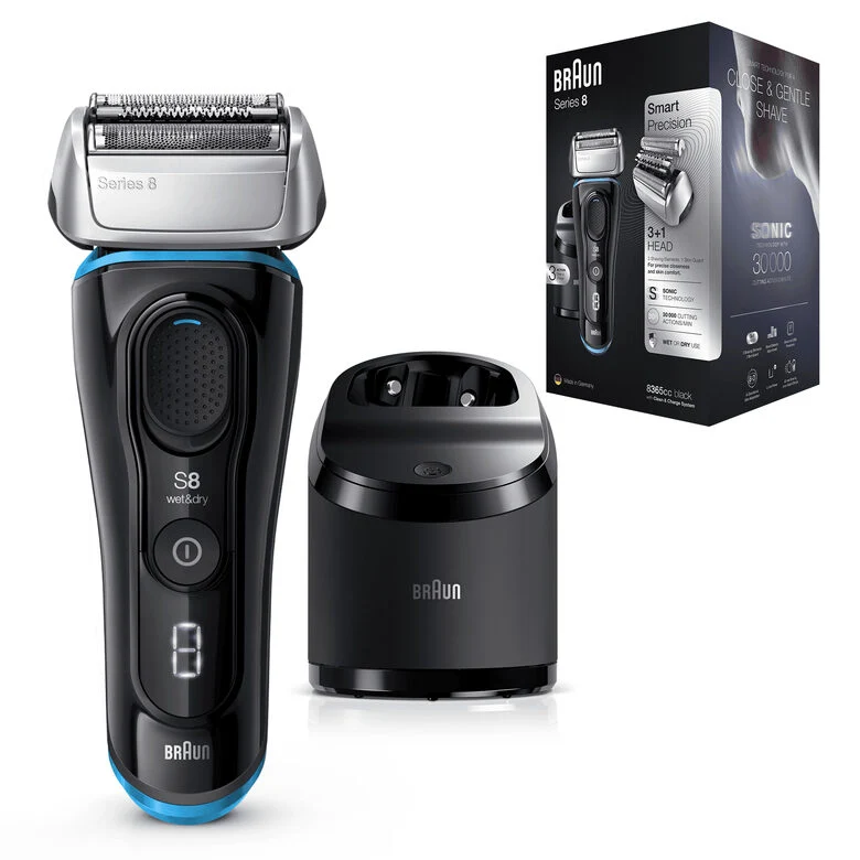 Braun Series 8 8365cc Rasoio Barba Elettrico, Stazione Di Pulizia Clean&Charge, Nero