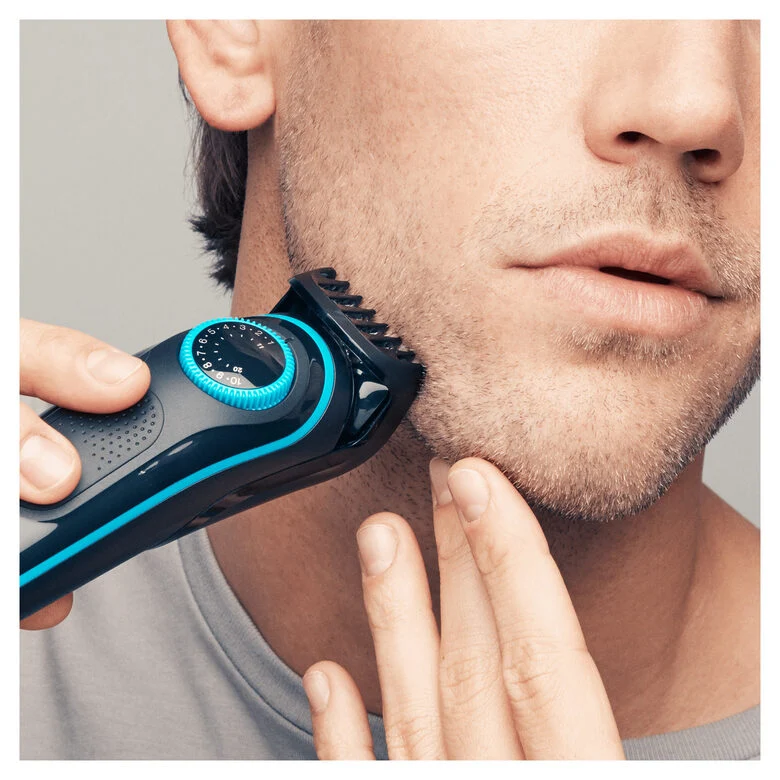 Braun Regolabarba BT5040, Rasoio Barba Elettrico Uomo E Tagliacapelli – Nero/Blu