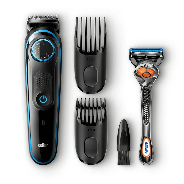Braun Regolabarba BT5040, Rasoio Barba Elettrico Uomo E Tagliacapelli – Nero/Blu