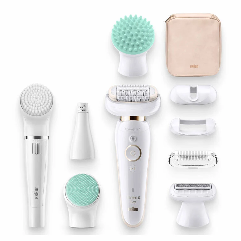 Braun Silk-épil 9 Flex 9-300 Beauty Set - Epilatore Elettrico Donna Bianco/Oro Con Testina Flessibile Per Un’Epilazione Più Facile