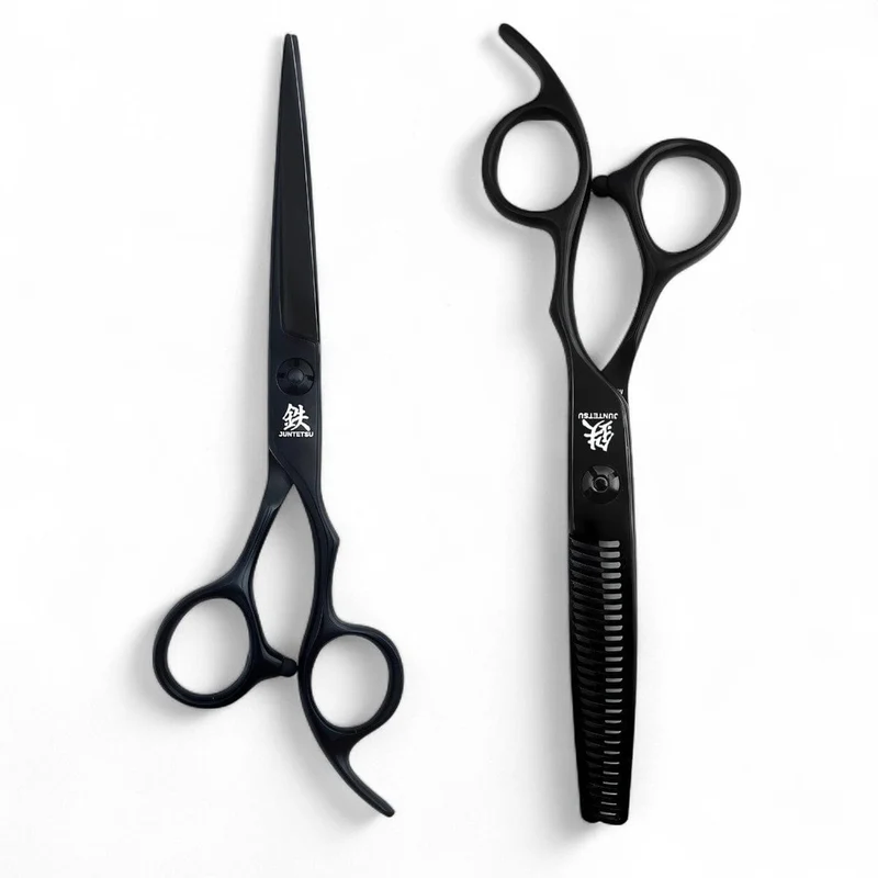 Set di forbici professionali offset Juntetsu nero opaco