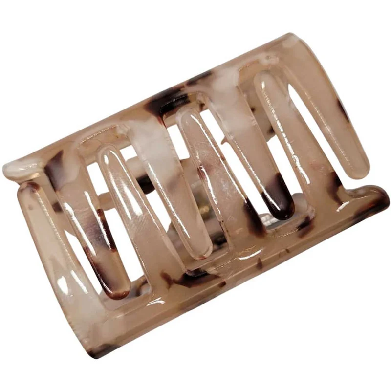 Square Marbled Claw Hair Clip - Latte