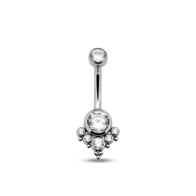 Jewelled Cluster Navel Bar - 1.6Mm X 10Mm