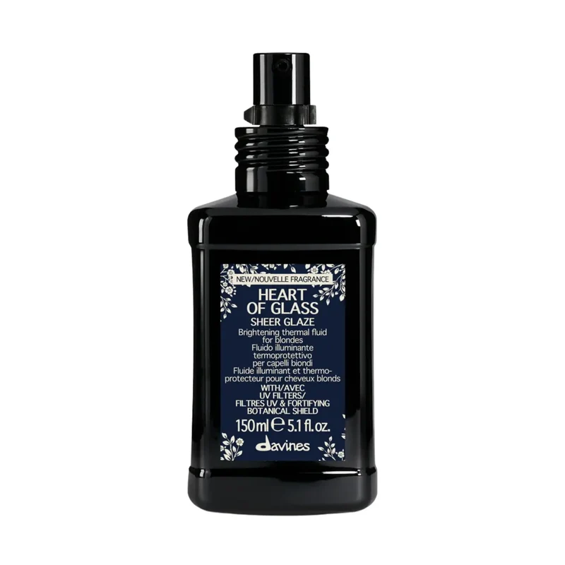 Davines Heart Of Glass Sheer Glaze 150ml – Fluido Termoprotettore Illuminante per Capelli Biondi