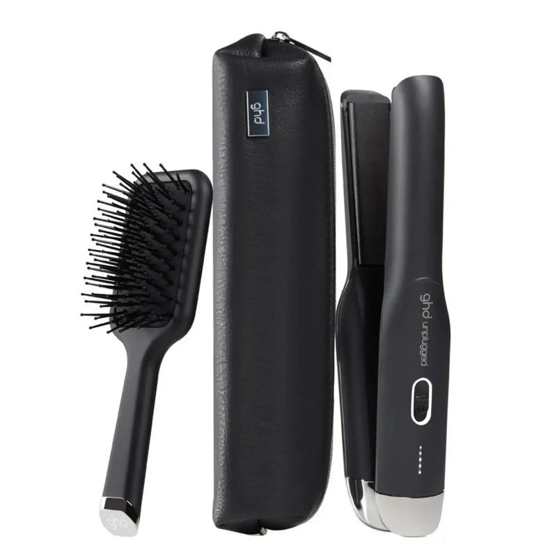 GHD Unplugged Styler Nera Gift Set con Mini Paddle Brush