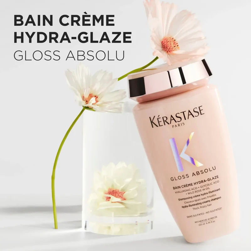 Kérastase Gloss Absolu Bain Crème Hydra Glaze 250 ml – Shampoo Anticrespo Effetto Gloss Capelli Spessi