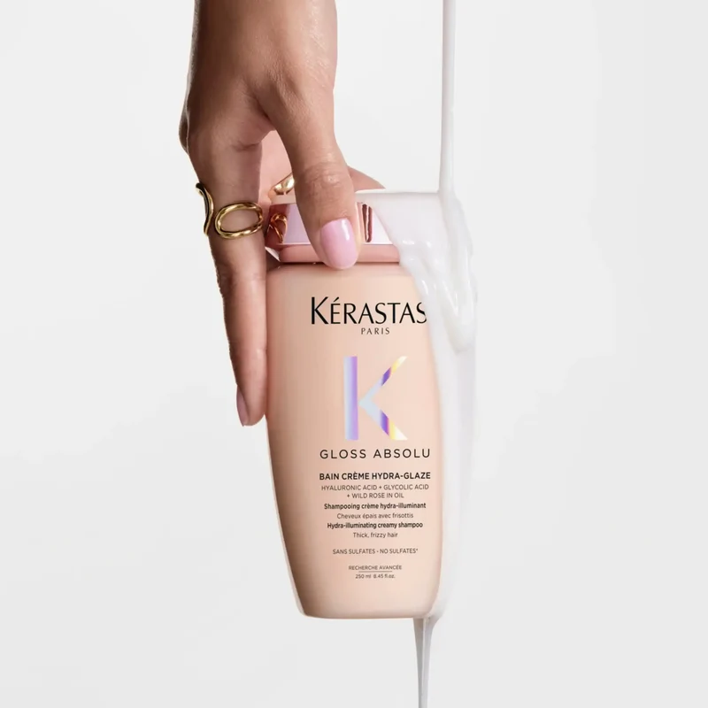 Kérastase Gloss Absolu Bain Crème Hydra Glaze 250 ml – Shampoo Anticrespo Effetto Gloss Capelli Spessi