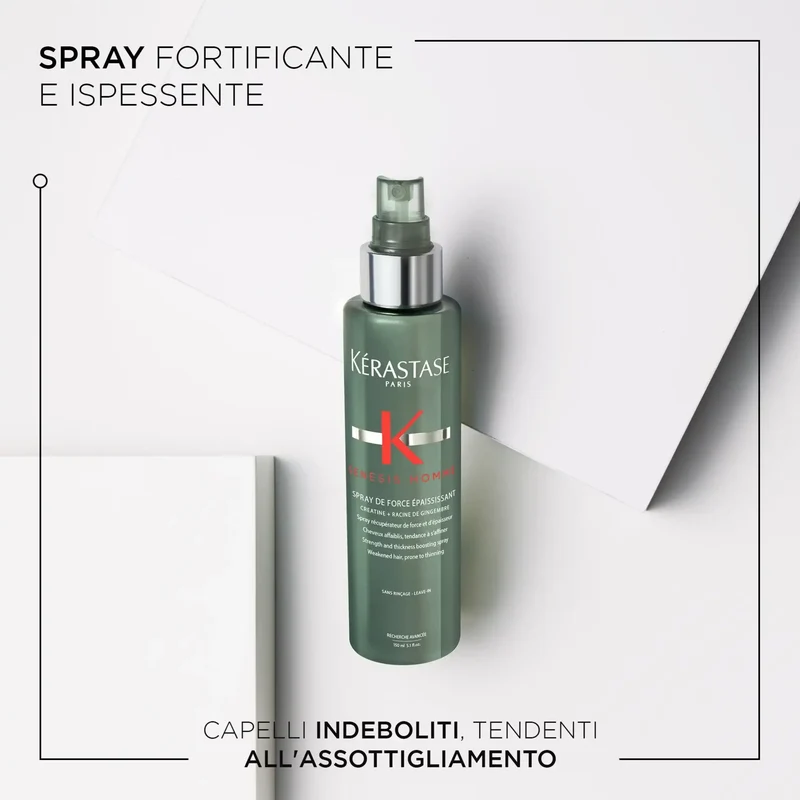 Kérastase Genesis Homme Spray de Force Épaississant 150 ml – Spray Ispessente Uomo per Capelli Sottili e Diradati