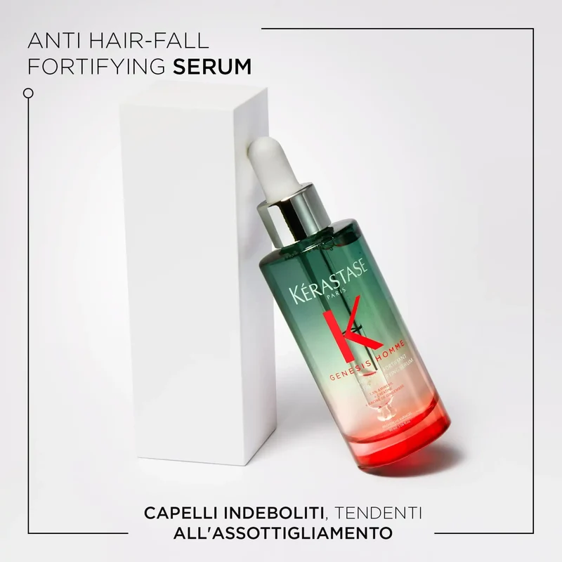 Kérastase Genesis Homme Sérum Anti-Chute Fortifiant 90 ml – Siero Anticaduta Uomo Rinforzante per Capelli Diradati