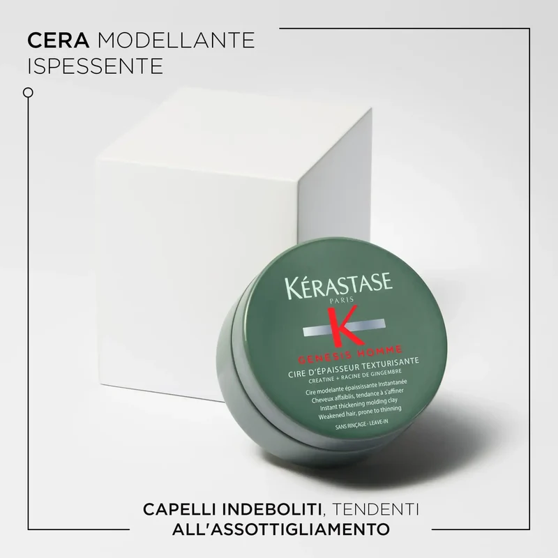 Kérastase Genesis Homme Cire d'Épaisseur Texturisante 75 ml – Cera Modellante Ispessente Uomo Effetto Opaco