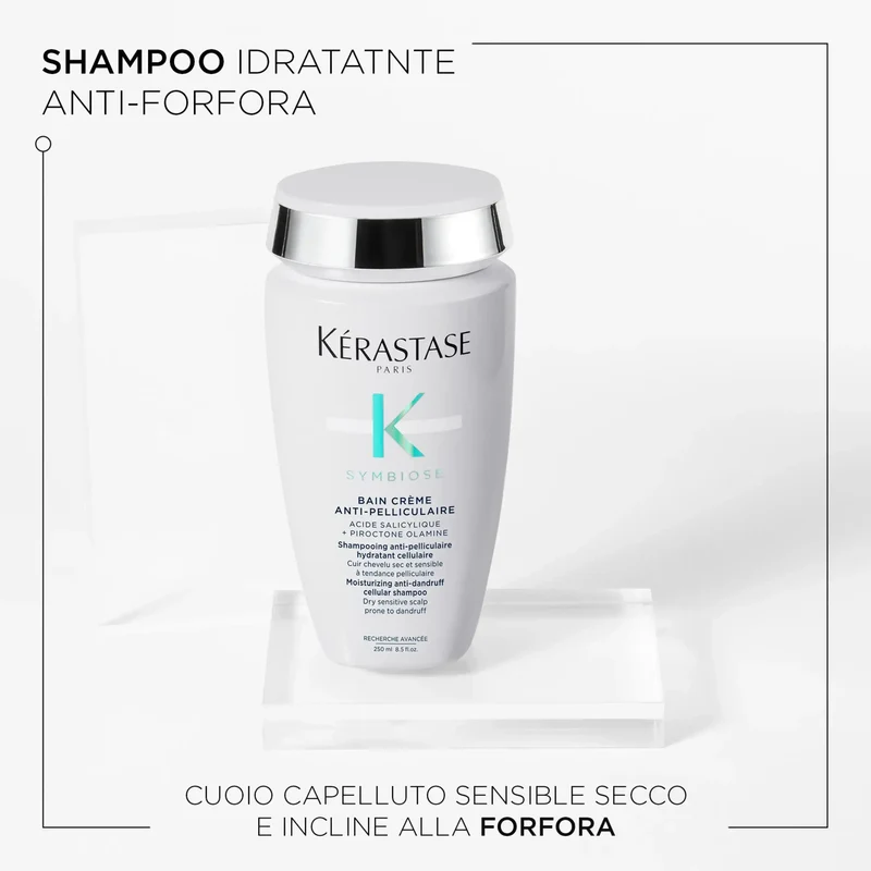 Kérastase Symbiose Bain Crème Anti-Pelliculaire 250 ml – Shampoo Idratante Antiforfora per Cute Sensibile