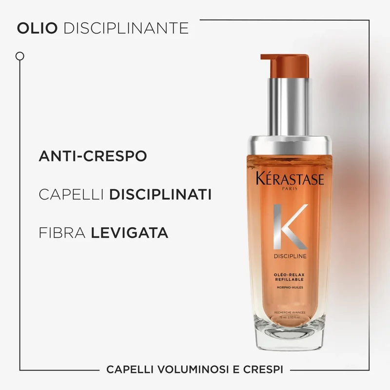 Kérastase Discipline L’Huile Oléo-Relax 75ml olio disciplinante ricaricabile per capelli crespi, voluminosi e indisciplinati