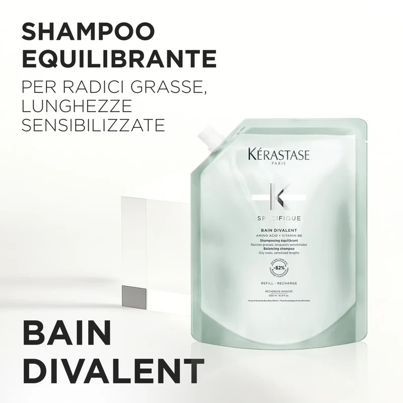Kérastase Spécifique Bain Divalent Ricarica 500 ml – Eco-Refill Shampoo Equilibrante Capelli Grassi