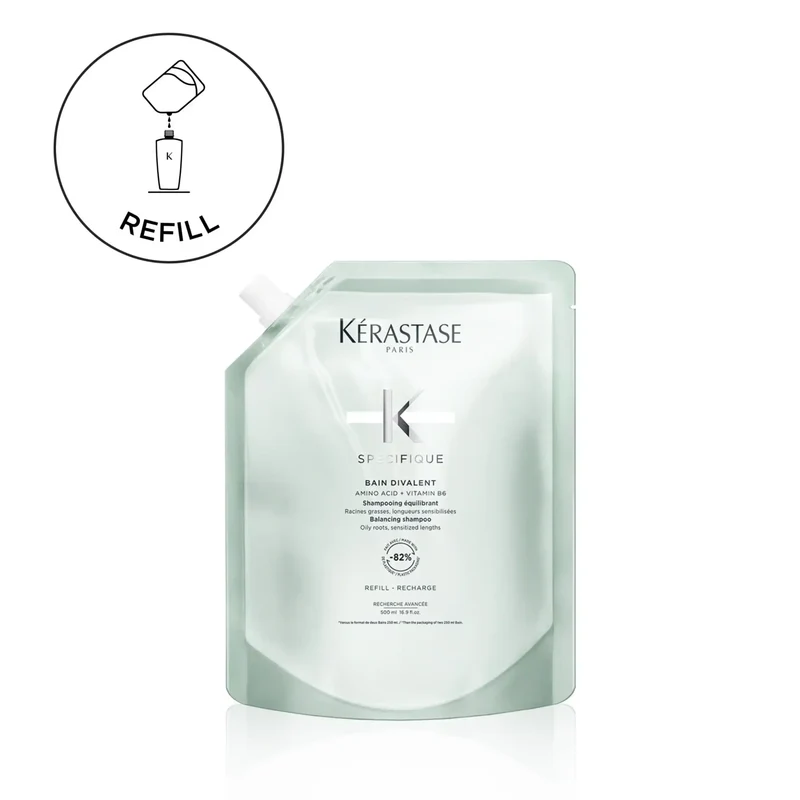 Kérastase Spécifique Bain Divalent Ricarica 500 ml – Eco-Refill Shampoo Equilibrante Capelli Grassi
