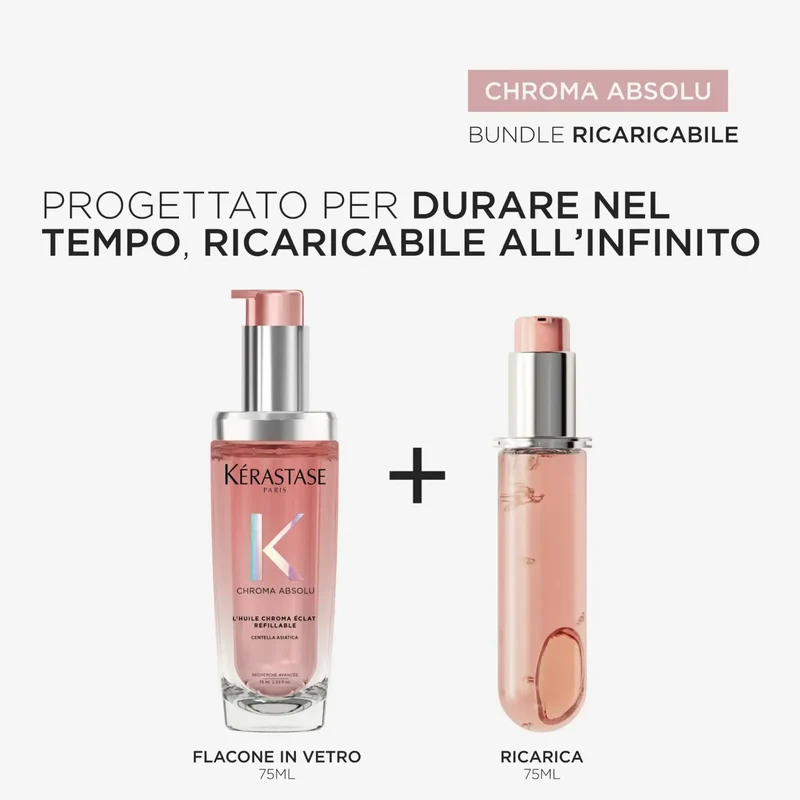 Kérastase Chroma Absolu L’Huile Chroma Éclat 75 ml – Olio Ricaricabile per Capelli Colorati