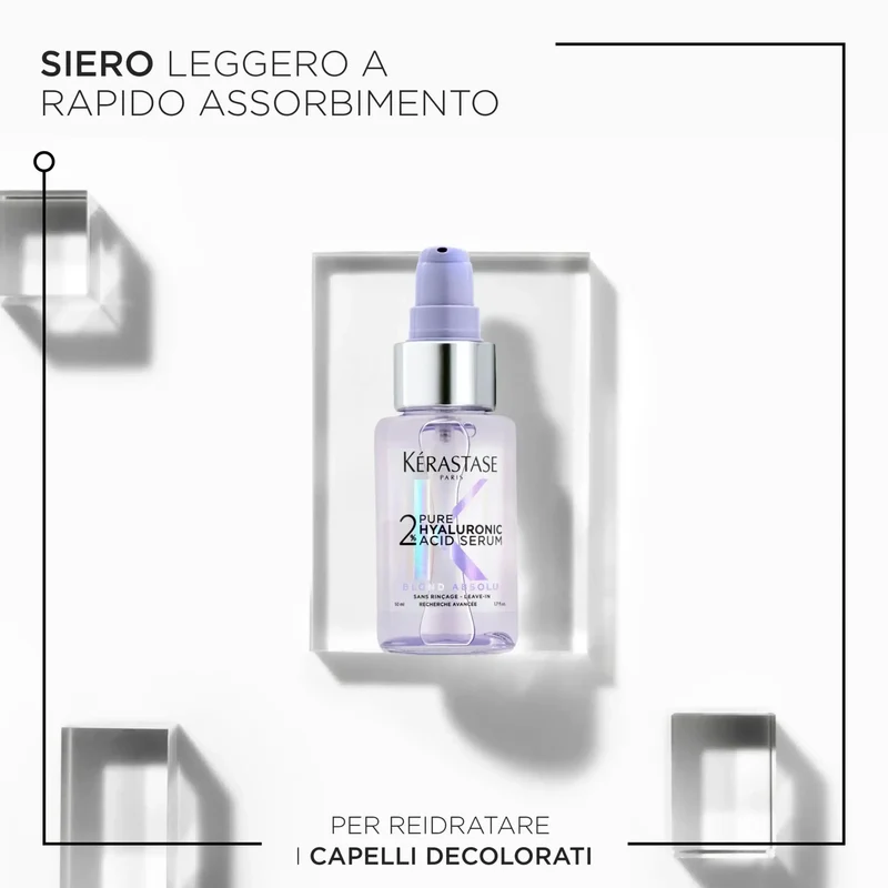 Kérastase Blond Absolu Siero 2% Acido Ialuronico Puro 50 ml – Siero Idratante Riparatore per Capelli Biondi e Cuoio Capelluto